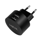 Lader 230V 2xUSB-A 10,5W LogiLink Zwart