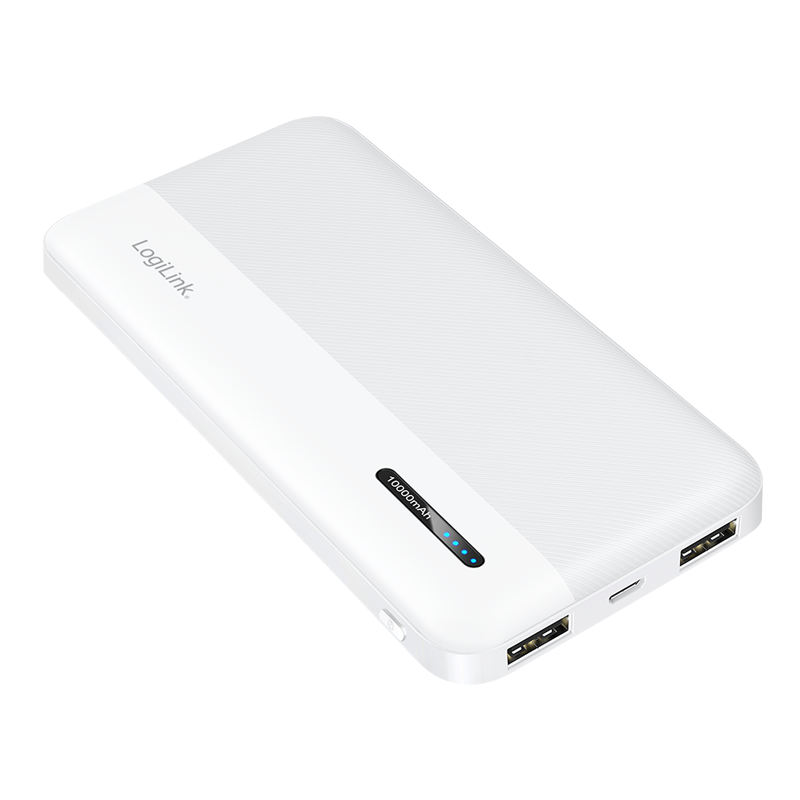 Power Bank 10000mAh LogiLink 1xUSB-C, 2x USB-A Wit