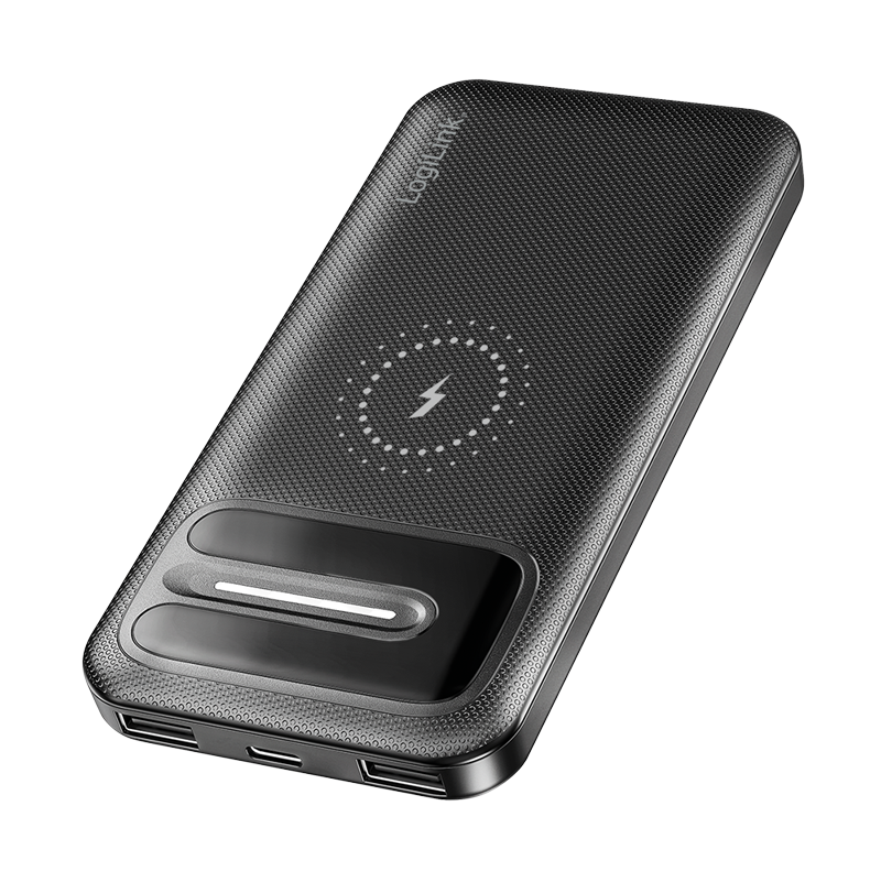 Power Bank 10000mAh LogiLink 1xUSB-C, 2x USB-A Zwart