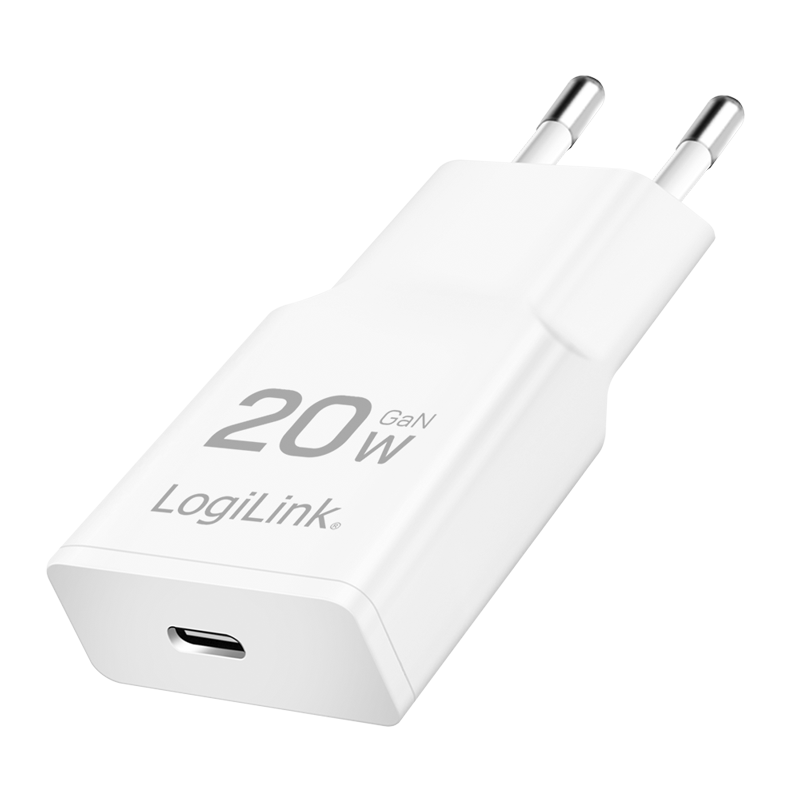 Lader 230V 1xUSB-C 20W LogiLink Wit (slim)
