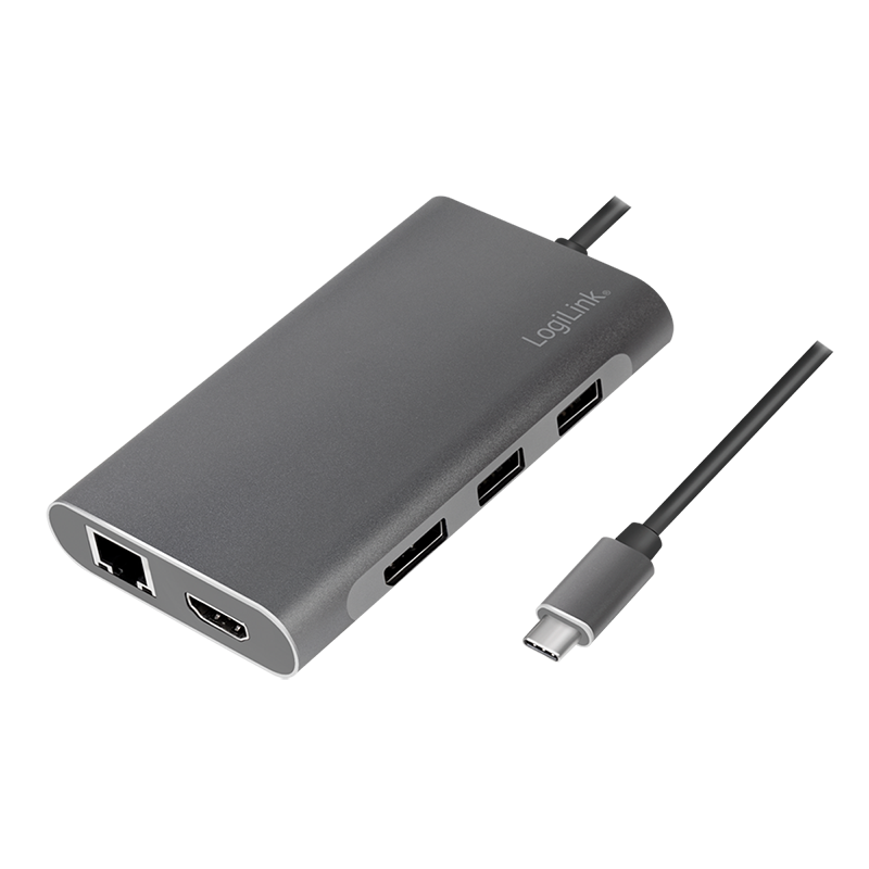 Docking 2xVideo Logilink USB-C, 100W, 4K, 8 Port