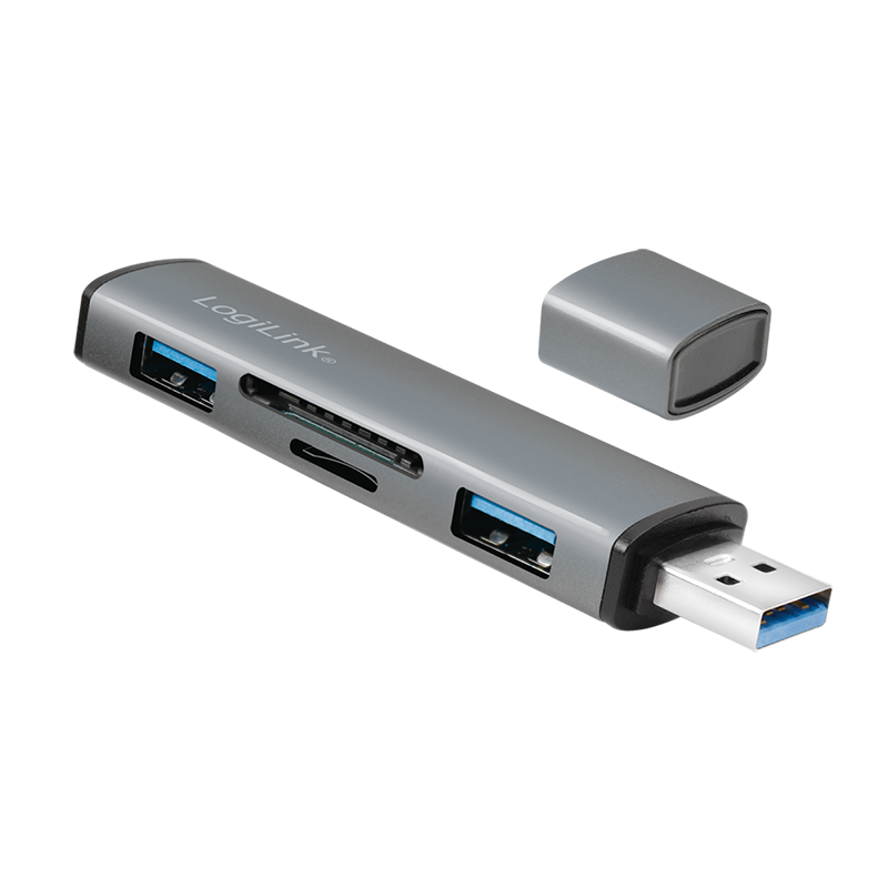 LogiLink 2 Port, USB-A --> USB-A 3.2 + cardreader
