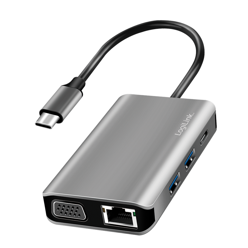 Docking 2xVideo Logilink USB-C, 100W, 4K, 7 Port