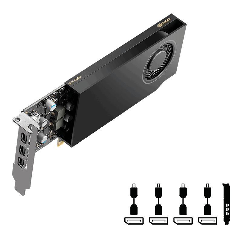A1000 PNY RTX 8GB-4xmDP-1slot incl. Adapter 4x mDP->DP