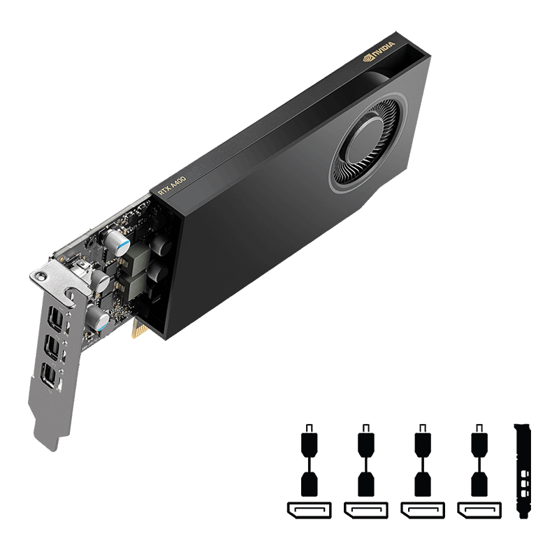 A400 PNY RTX 4GB-4xmDP-1slot incl. Adapter 4x mDP->DP
