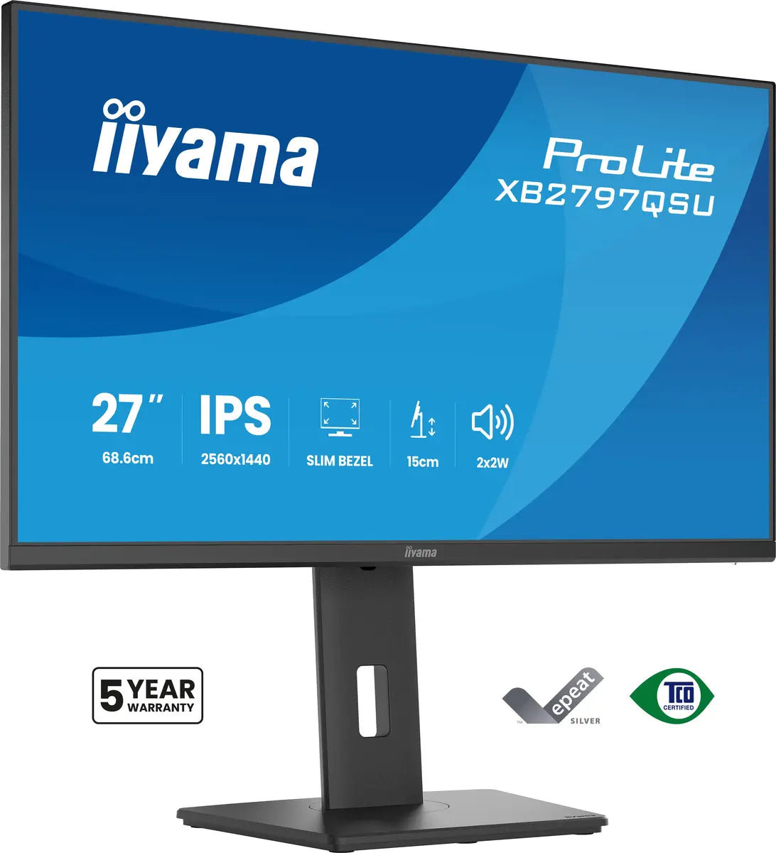 27-inch Iiyama ProLite XB2797QSU-B1 QHD-DP-2xHDMI-Pivot-IPS