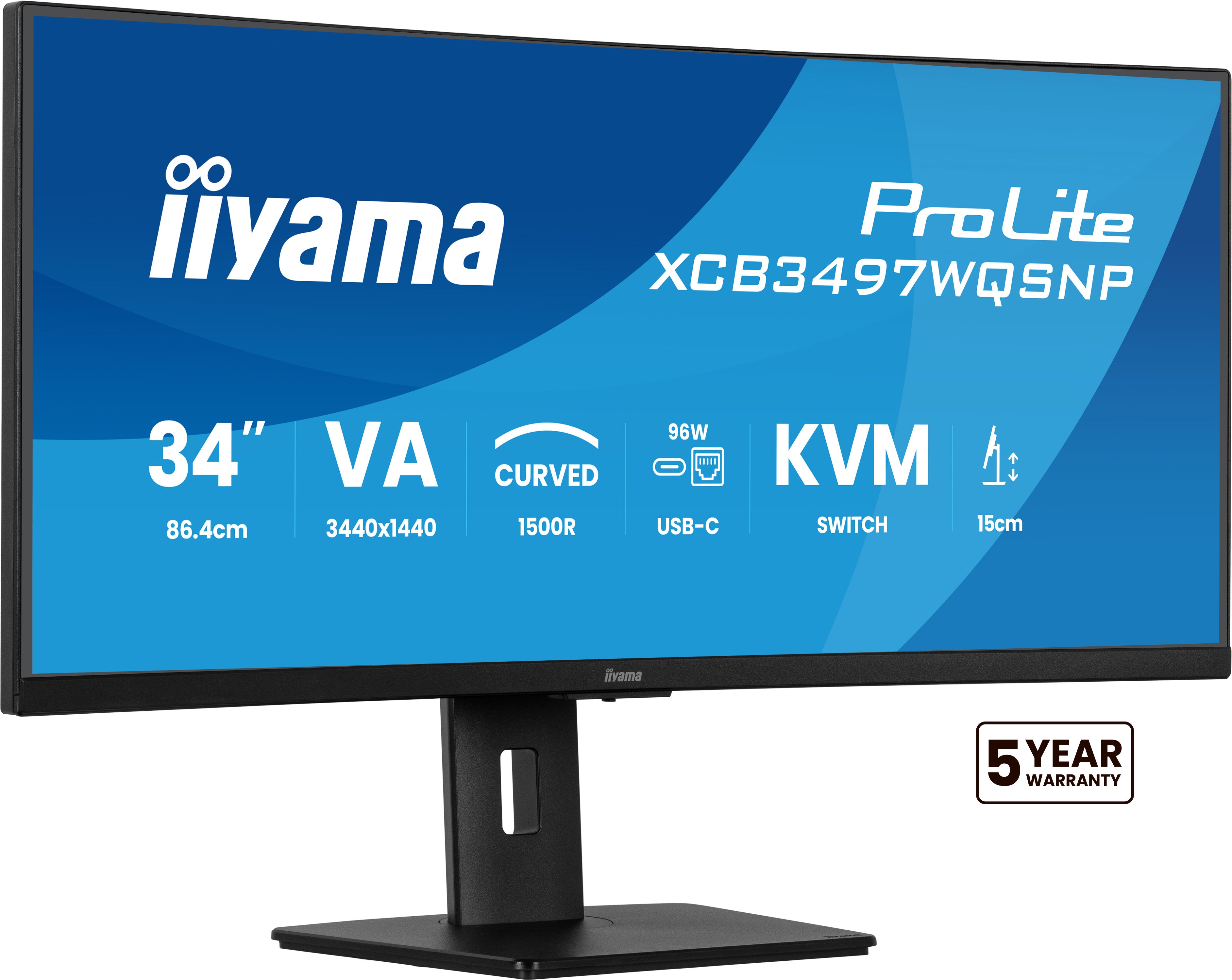 34-inch Iiyama ProLite XCB3497WQSNP-B1 Curved-WQHD-DP-2xHDMI